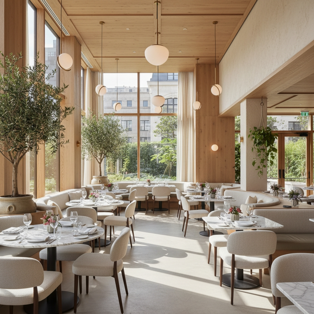 Belvedere upscale kosher steakhouse interior with warm ambient lighting